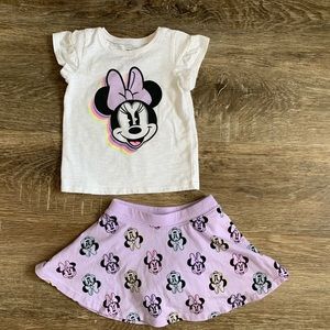 3/$15 Disney Minnie Mouse outfit shirt skirt